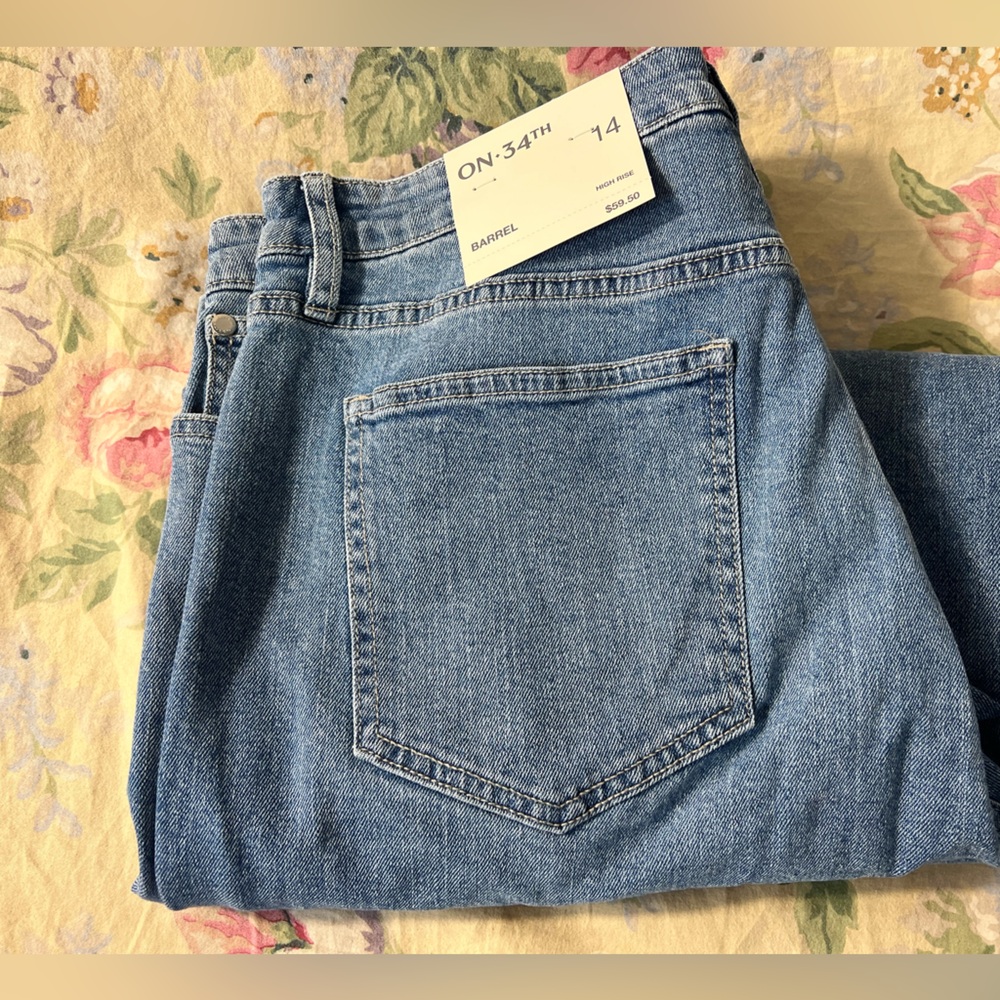 ON 34th High Rise Pleated Taper Leg Denim Jeans